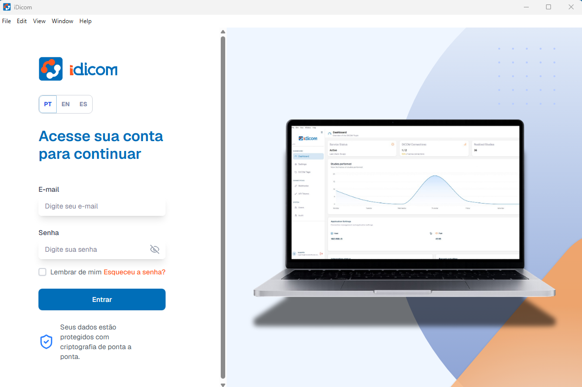 Tela de login do iDICOM
